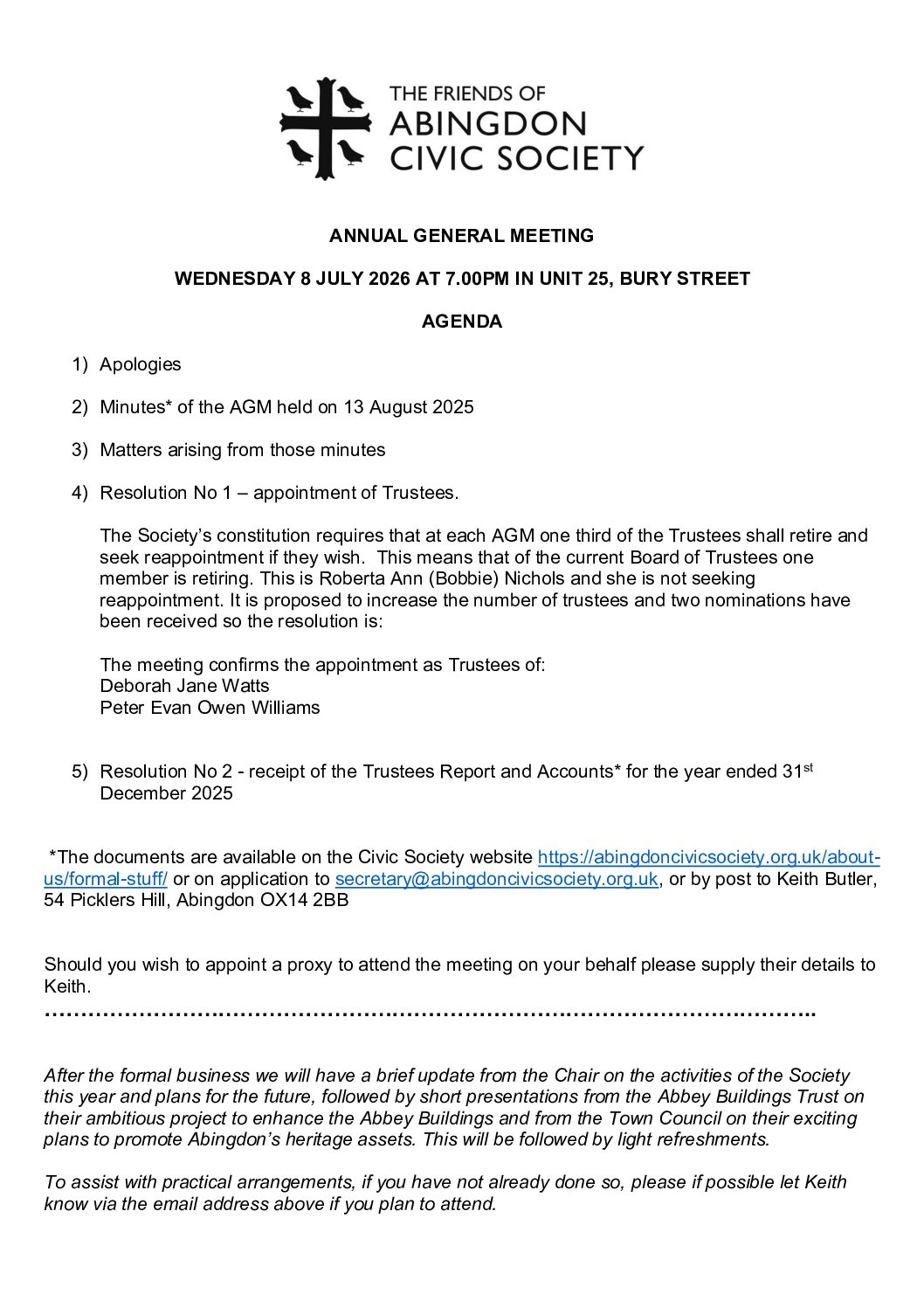 2026 AGM - Agenda