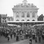 Crowds in the Market Place during the visit of Queen Elizabeth 2